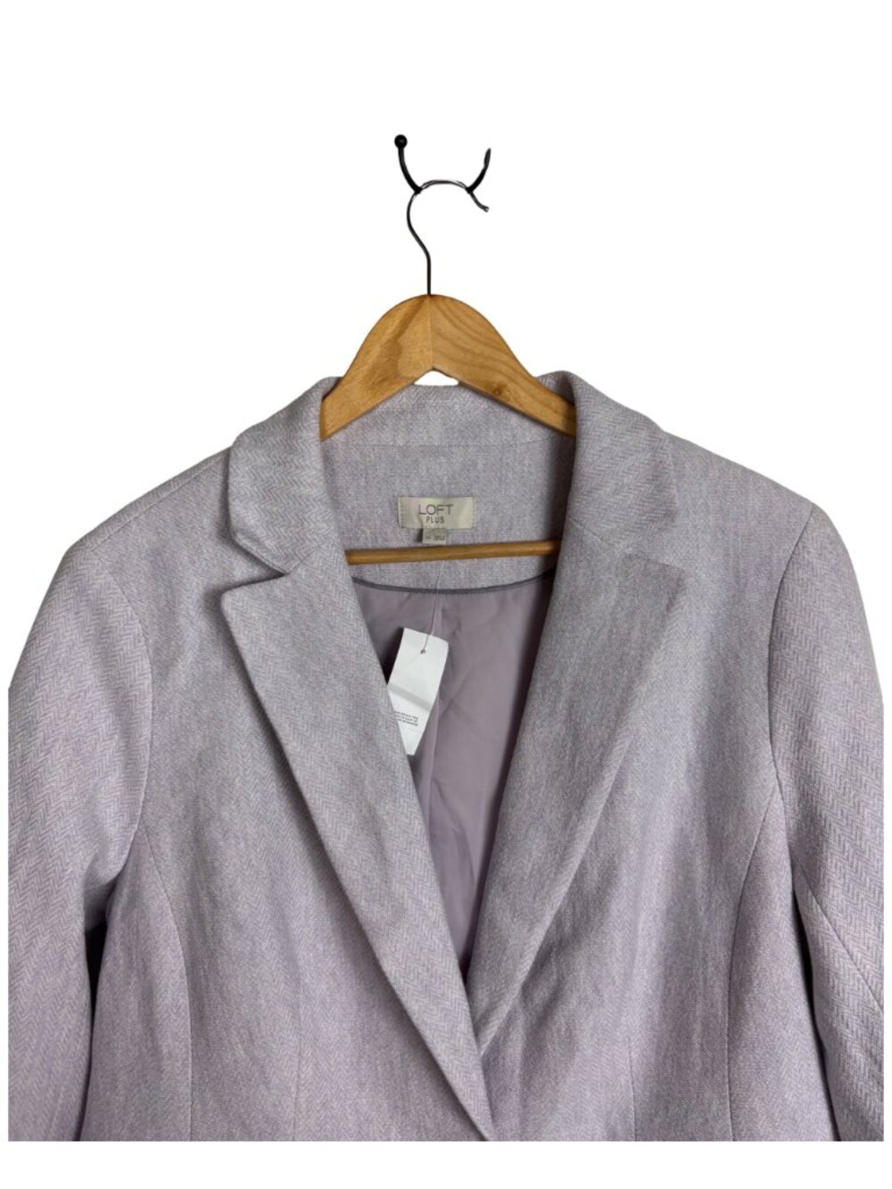 LOFT Plus Herringbone Elbow Patch Blazer Women 14 Plus Lavender Workwear Chic - Picture 9 of 10